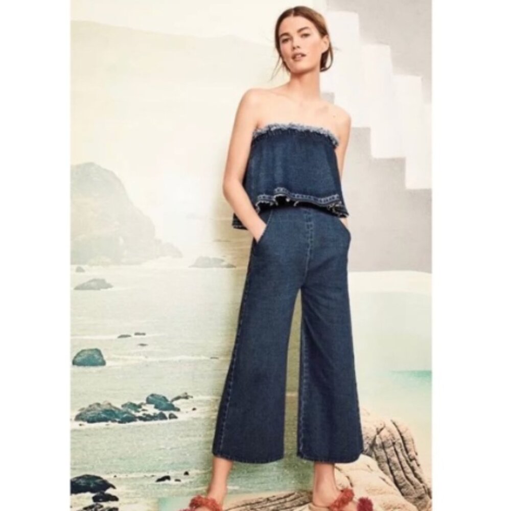 Hei Hei Tiered Denim Wide Leg Jumpsuit in DENIM (M)